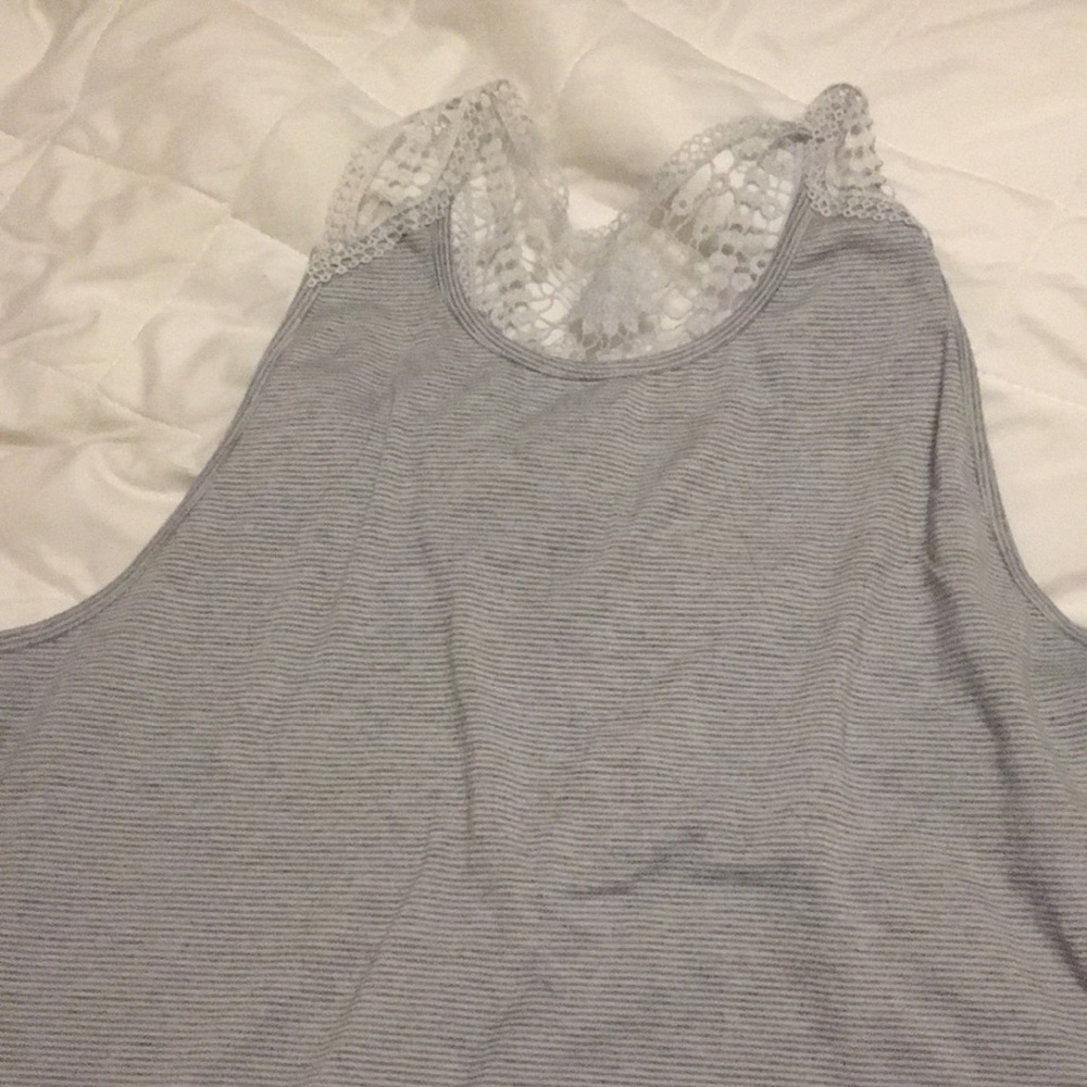 Grey lace thank top